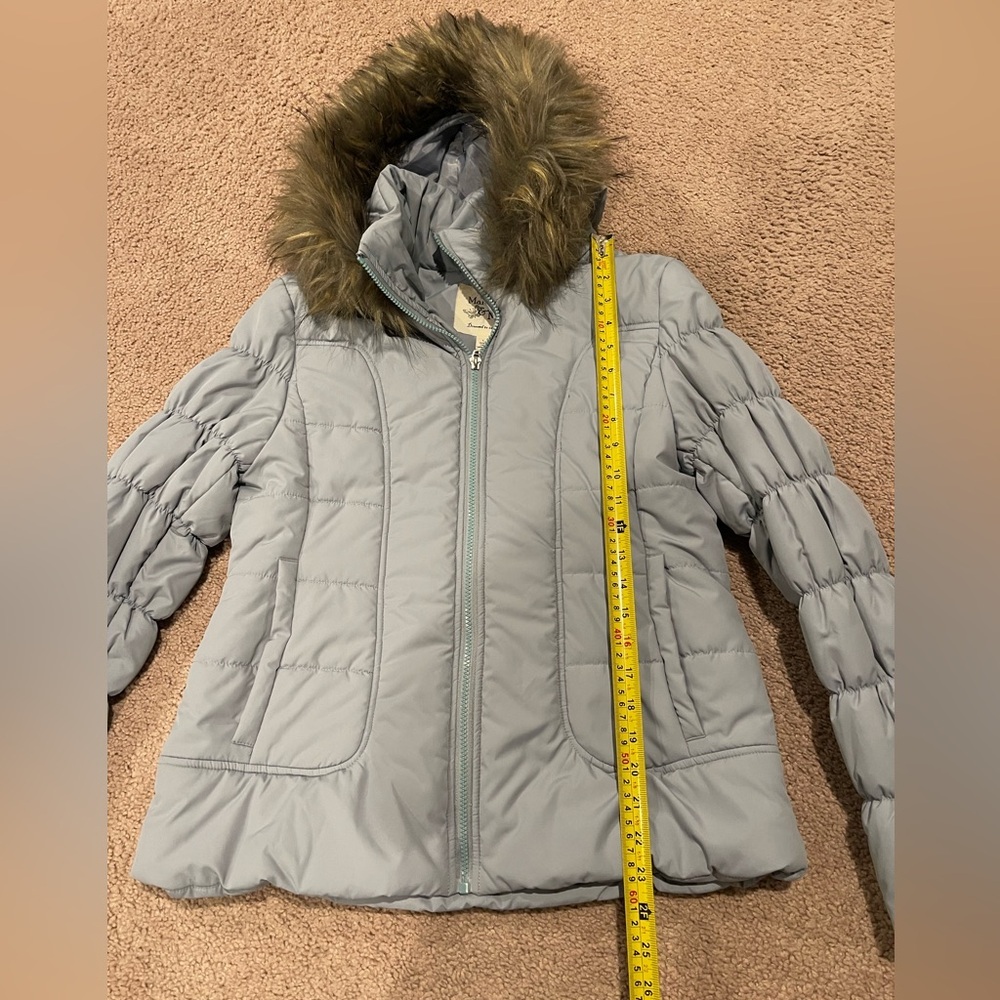MARALYN & ME Light Blue Quilted Puffer Jacket with Faux-Fur Hood Trim - Picture 6 of 9